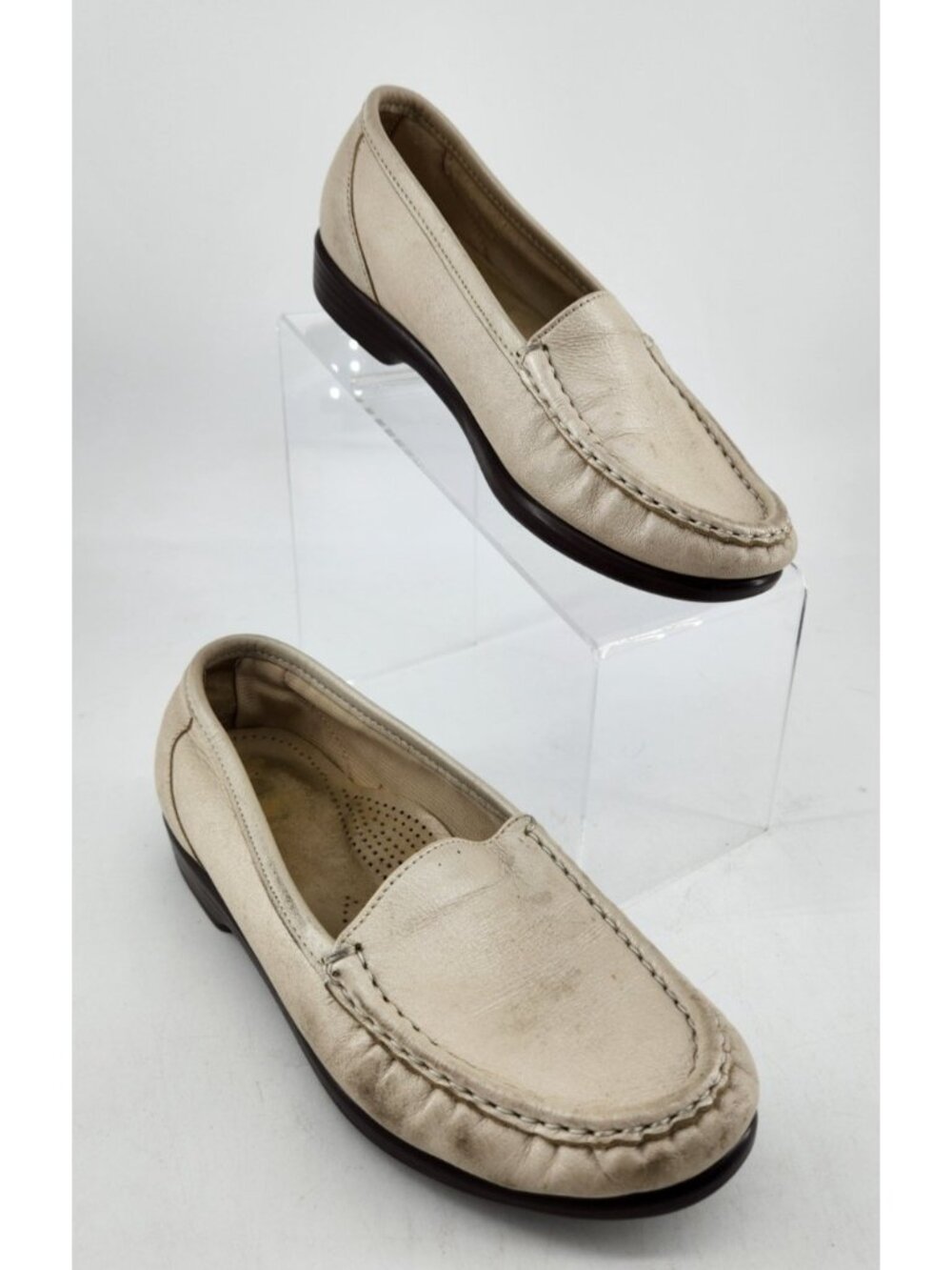 SAS Women's Size 6 W Ivory Leather Slip On Orthotic Simplify Loafers Shoes USA